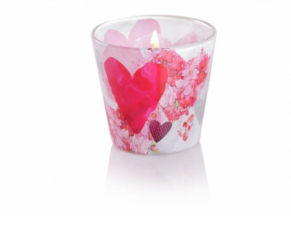 Bartek svíčka vosková ve skle 115g květinové srdce /Secret Garden/