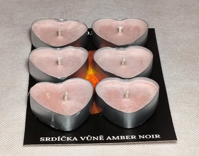 Set vonných sojových svíček ve tvaru srdce - vůně Amber Noir