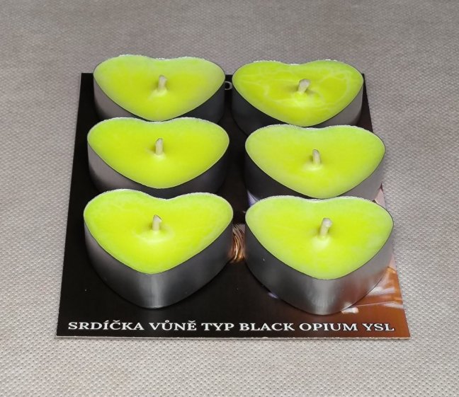 Set vonných sojových svíček ve tvaru srdce - vůně typu Black Opium YSL