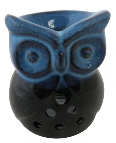 Aromalampa keramická ve tvaru sovy černo-modrá