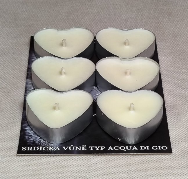 Set vonných sojových svíček ve tvaru srdce - vůně typu Acqua Di Gio
