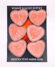 Set vonných sojových svíček ve tvaru srdce - vůně Amber Noir